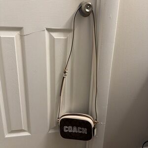 Coach Signature Brown and Cream Crossbody Bag